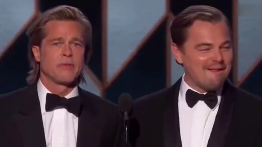 【IF时尚】布拉德·皮特和小李子金球奖同框，舔嘴唇的动作很默契呢！