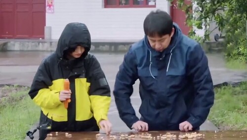 黄磊张子枫捡漏父女可爱又实在 花生虽小也不要浪费哦！