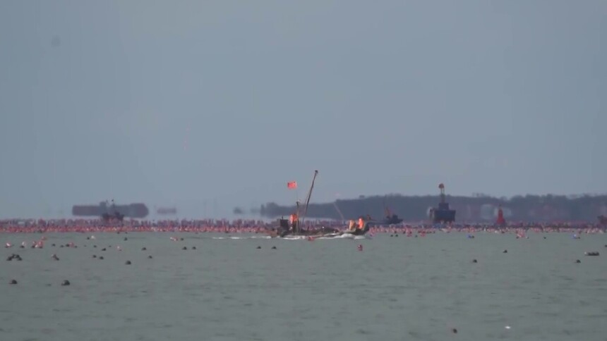 山东烟台：长岛海域出现海滋奇观