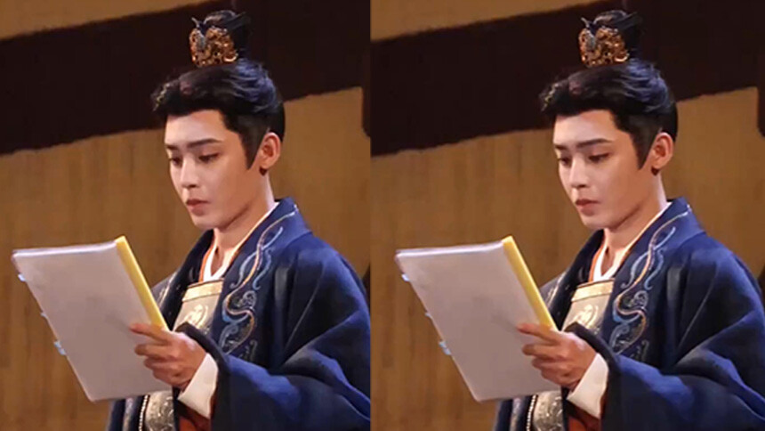 侯明昊《雀骨》片场路透 锦袍华服面若冠玉