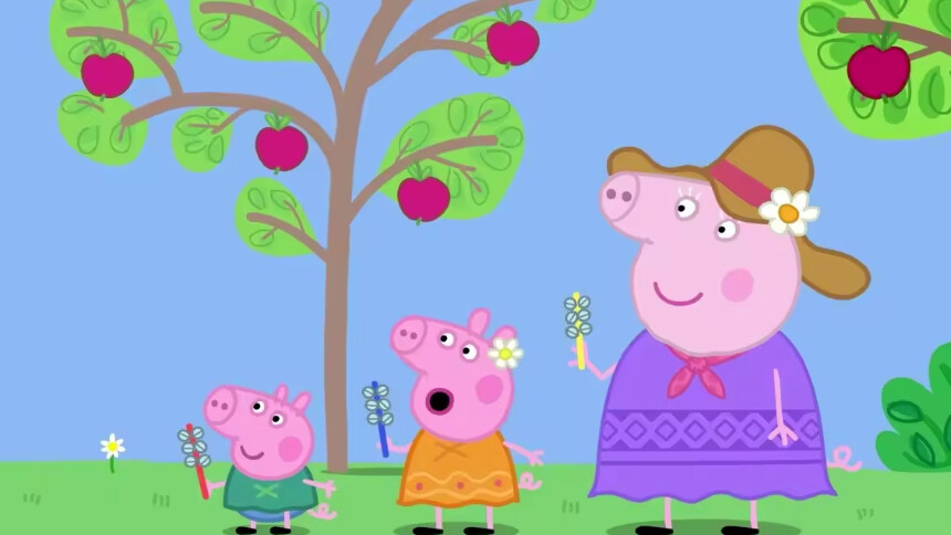 佩奇乔治持铃铛加入猪奶奶民间音乐队伍