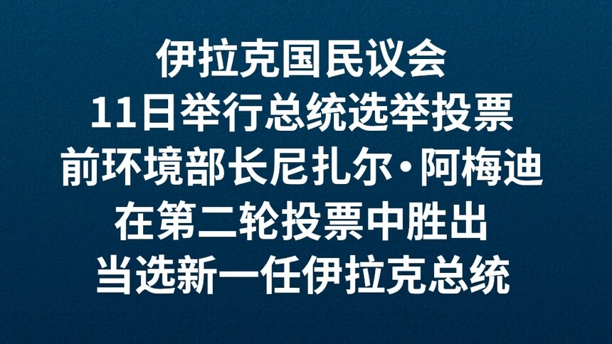 伊拉克前环境部长尼扎尔·阿梅迪当选总统