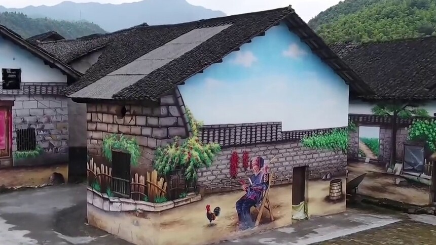 郴州瑶乡墙绘成网红景点
