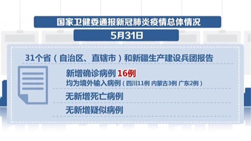国家卫健委通报5月31日新冠肺炎疫情总体情况 新增确诊16例均为境外输入病例 资讯 高清视频在线观看 芒果tv