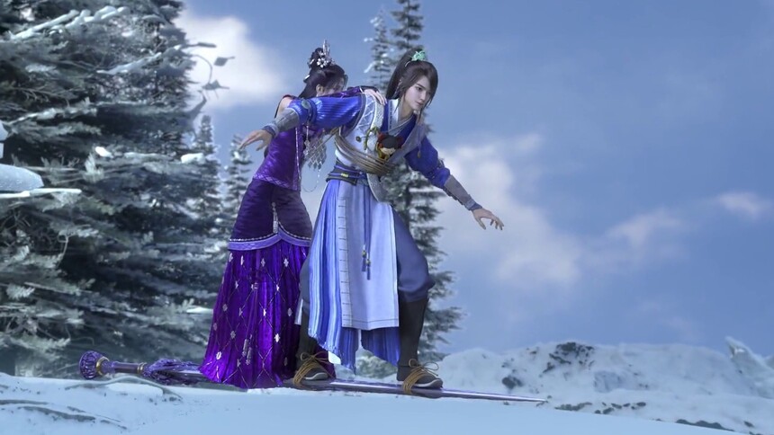 景天自制滑雪板 御剑滑雪追赶罗如烈